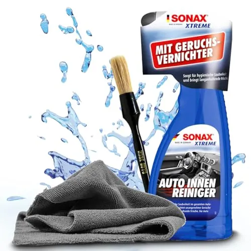 Auto Innenraum Reinigungsset | Sonax Xtreme AutoInnenReiniger 500ml + Detailing Pinsel + Mikrofasertuch | Innenraum Reiniger Set |Innenraumreiniger Cockpitpflege Innenreiniger