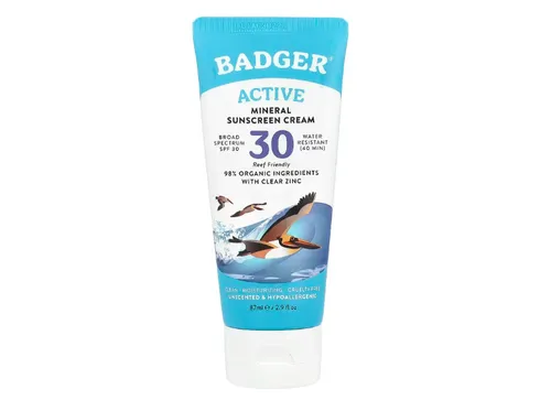 Badger, Natürliche Mineral-Sonnenschutzcreme, Klares Zink, LSF 30, 87 ml