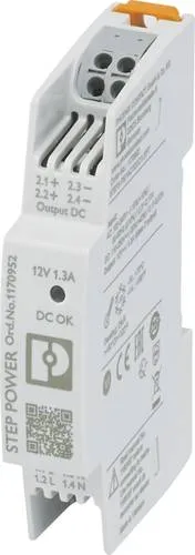 Phoenix Contact STEP3-PS/1AC/12DC/1.3/PT Hutschienen-Netzteil - Sonstige Elektroinstallationsartikel, flaches 12-V/DC Netzteil mit NEC-Class-2-Zulassung, ideal für E-Mobility und Einplatinen-Computer.