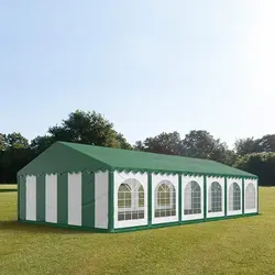 TOOLPORT PRO Partyzelt 6x12m grün-weiß mit Bodenrahmen in grün von Toolport