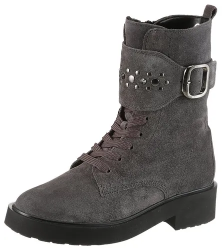 Gabor Winterstiefelette, Blockabsatz, Schnürboots, Schnürstiefelette mit Nieten