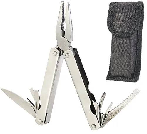 Semptec Urban Survival Technology Multitool Zange: 15in1-Basis-Multitool aus rostfreiem Edelstahl mit Gürteltasche (Universal-Werkzeug, Multifunktions-Taschenmesser, Dose)