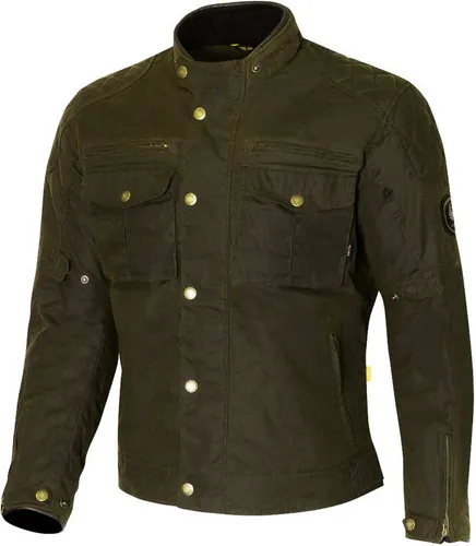 Merlin Perton II Motorrad Textiljacke, grün, Größe XL - Hochwertige Textiljacke aus 8 oz gewachster Baumwolle, mit atmungsaktiver Membran und temperaturregulierendem Thermofutter für optimalen Fahrkomfort.