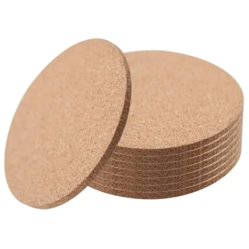 Stück Korkuntersetzer 3 mm Dick,10cm Untersetzer Gläser Kork rutschfeste Untersetzer für Zuhause KüChe Wohnzimmer Schlafzimmer BüRo Café Oder Bar Hitzebestaendig Wiederverwendbar (Runde) 8