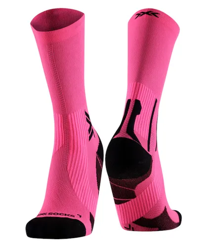 X-Socks Laufsocken Run Perform Crew fluo pink/schwarz Herren - 1 Paar - Sportsocken mit innovativen Mesh-Strukturen und Suppronation® Bandage für optimalen Komfort und Schutz bei jedem Lauf. Ideal für fortgeschrittene Läufer!