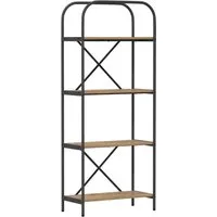 vidaXL Regal Artisan-Eiche 60 x 30 x 146 cm - Praktisches Bücherregal aus hochwertigem Holzwerkstoff, mit 4 stabilen Regalen und robusten Stahlbeinen für sicheren Halt. Ideal für Zuhause und Büro, vereint Funktionalität und modernes Design.
