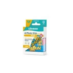 Lifemed Kinder Pflaster-Strips 6 x 1,7 cm | 40 Stück in Metalldose | hautfreundlich, wasserabweisend & atmungsaktiv