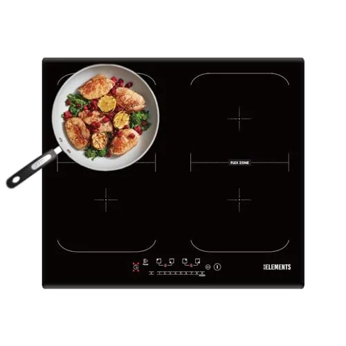KB Elements Induktions-Kochfeld ELK104PF - Flex Zone mit Powerboost - Induktions-Kochfeld mit 4 Kochzonen und Boost-Funktion für schnelles Kochen. Ideal für moderne Küchen, rahmenloses Design und Sicherheitsfunktionen wie Kindersicherung.