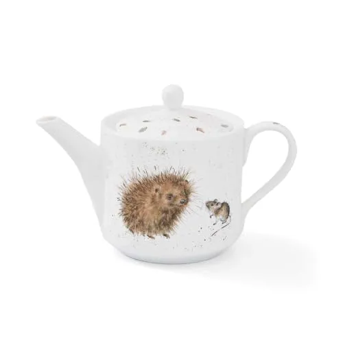 RW WN4090-XT Royal Worcester Wrendale Designs China Teekanne, Igel und Maus, Keramik, Weiß