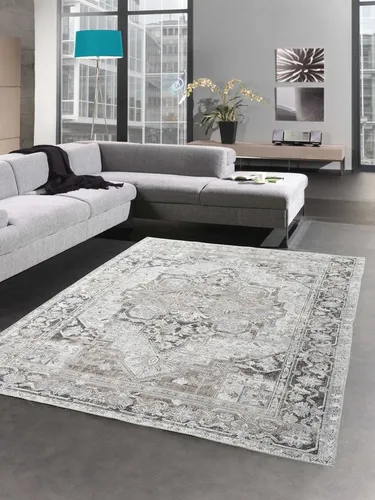 Carpetia Teppich Orientalischer Teppich mit Verzierungen & Ornamenten in grau creme, rechteckig, Höhe: 8 mm