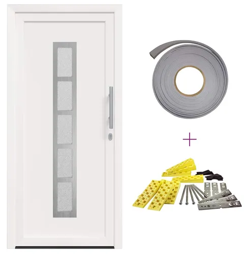vidaXL Vordertür Weiß 108 x 208 cm PVC - Moderne Composite-Fronttür in Weiß, ideal für drinnen und draußen. Ihr stylisches Design und die langlebige PVC-Oberfläche machen sie zum perfekten Zugang für jeden Raum.