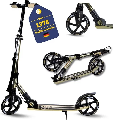 Best Sporting Scooter 205 mm Olivgrün Metallic - Kickscooter mit 205 mm Rollen und Vorderradfederung für angenehme Fahrten auf unebenen Wegen. Klappbar mit One-Touch-System, ideal für Kinder und Erwachsene bis 100 kg.