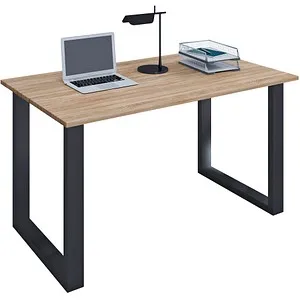 VCM my office Lona Schreibtisch - Sonoma-Eiche mit schwarzem U-Fuß-Gestell - Kinderschreibtisch mit kratzfester Melaminharzoberfläche, ideal für langlebige Nutzung und ein angenehmes Arbeitsumfeld im Home-Office oder großen Büroräumen.