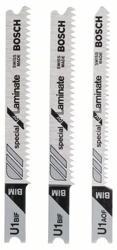 Bosch 3-tlg. Stichsägeblatt-Set, U-Schaft, für Laminat U 1 BIF (2x), U 1 AOF