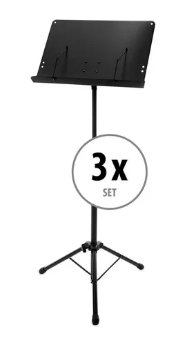 Pronomic Notenpult OS-01C Orchesterpult geschlossen mit Notenklemmen, (Spar-Set, 3-tlg), stufenlos höhenverstellbar von 66 cm bis 120 cm