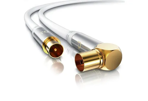 Primewire TV-Kabel, Koaxial, IEC Stecker, RF Buchse (100 cm), Antennenkabel gewinkelt, Koaxialkabel 75 Ohm TV HDTV DVB-T Radio -1m