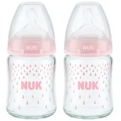 NUK First Choice Glas-Babyflasche Vorteilsset 2x120ml 0+ mit 1S Sauger