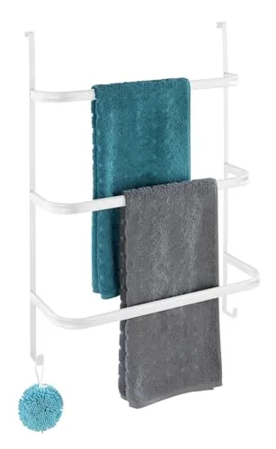 WENKO Handtuchhalter Mod. Irpinia – Hängend für Tür und Dusche - Handtuchwärmer: Praktischer Handtuchhalter aus robustem Metall-Stahl, ideal für 2-4 cm Türfalzen, ohne Bohren montierbar und platzsparend – sorgt für Ordnung im Bad.