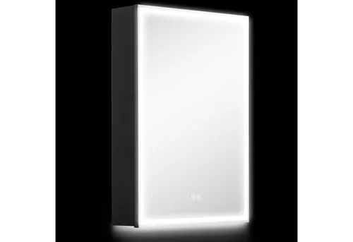 furnicato Badmöbel-Set mit dimmbarem LED-Spiegelschrank 50x70 cm - Elegantes Badmöbel-Set in Schwarz, inklusive Spiegelschrank mit Anti-Beschlag-Funktion und dimmbarem LED-Licht. Ideal für stilvolle Badezimmergestaltung.