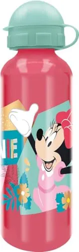 Tataway Disney Minnie Mickey Mouse pinke Aluminiumflasche für Mädchen 530 ml mit Ausguss und Schutzverschluss