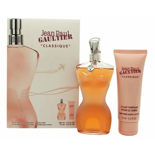 Jean Paul Gaultier Parfümsets Set Classique 100ml + Mini 20ml - Damendüfte mit einem verführerischen Duft, perfekt für jede Gelegenheit. Erleben Sie die ikonische Kombination aus 100ml Eau de Toilette und einem praktischen Mini für unterwegs.