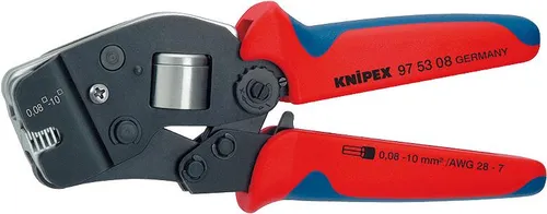 Knipex Aderendhuelsenzange 190mm - Selbsteinstellend für Crimpqualität - Zangen für Aderendhülsen, selbsteinstellende Crimpzange sorgt für fehlerfreies Verpressen von 0,08 bis 10 mm² mit hoher Crimpkraft und Bedienkomfort.