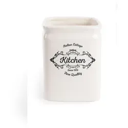 Excelsa Werkzeughalter Fine Quality 11,5X14,5X11,5 Cm Weiß - Schalen & Schüsseln – Stilvoller Werkzeughalter aus hochwertiger Keramik, ideal zur Organisation Ihrer Küchenutensilien und zur Schaffung einer eleganten Atmosphäre.