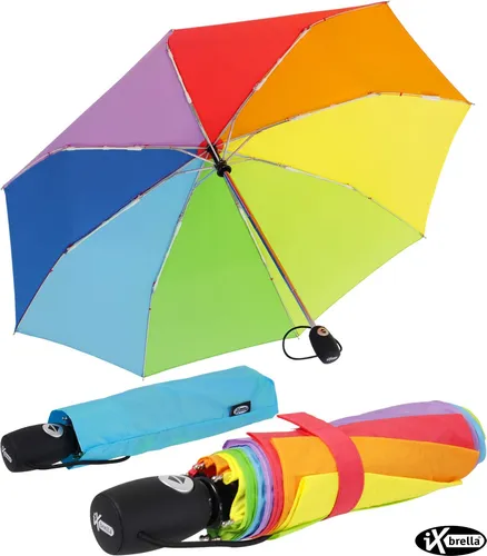 iX-brella Regenschirm Damen Mini Taschenschirm groß stabil bunt Auf-Zu-Automatik