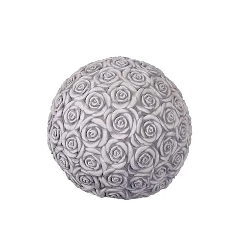 Romantische Rosen-Kugel von gartendekoparadies.de, H. 21 cm, Grau - Elegante Deko-Kugel aus frostsicherem Steinguss, ideal für Garten und Außenbereich. Handgefertigt, bietet sie eine besondere Note für Ihre Dekoration und ist ein perfektes Geschenk.