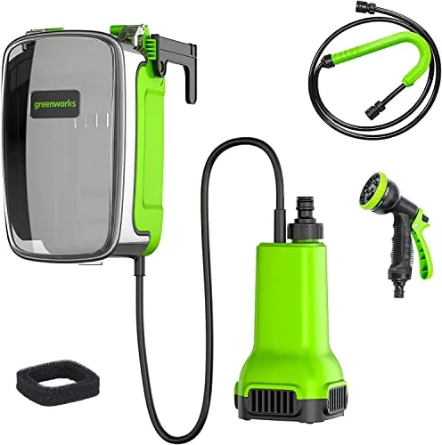 Greenworks 24V Tauchwasserpumpe - Wasserpumpen für Gartenbewässerung, kabellos und leistungsstark mit bis zu 1800 l/h, ideal für Regenwassertanks und Teiche, flexible Nutzung des 24V-Akkus in anderen Greenworks-Geräten.