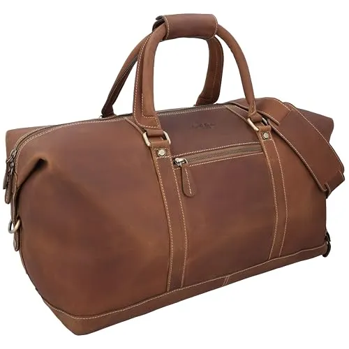 Gusti Reisetasche Leder Herren & Damen I Ruben I Echtleder Weekender Herren Leder braun | 36L Vintage Tasche mit Perfekter Größe für Kurztrips