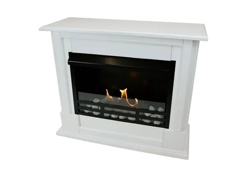 Bio-Ethanol-Kamin Emily Deluxe, Royal-Weiß - Gel- & Ethanol-Kamine mit verstellbarem Edelstahl-Brenner und Sicherheitsglas, ideal für stilvolle Akzente in jedem Raum.