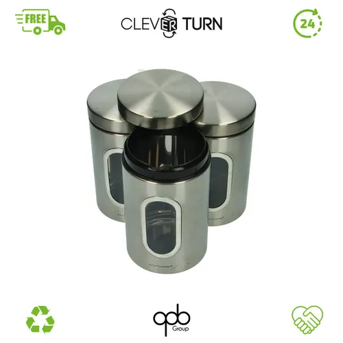 Echtwerk Stilvolle Vorratsdosen 3er Set-Brushed - Vorratsdosen mit luftdichtem Deckel, ideal zur Aufbewahrung von Mehl, Zucker oder Müsli. Das große Sichtfenster sorgt für einfache Inhaltskontrolle und hält Lebensmittel länger frisch.