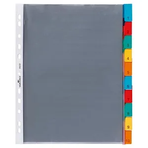 DURABLE Ordnerregister DIN A4 Vollformat, Überbreite blanko transparent 10-teilig, 1 St.