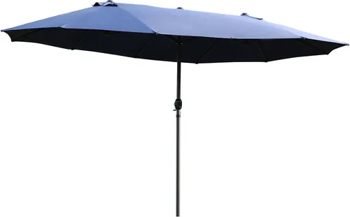 Outsunny Doppelsonnenschirm 455x265 cm - Sonnenschirm für Garten, Terrasse oder Strand, bietet doppelt so viel Schatten und hohe Stabilität durch 12 Metallstreben, einfaches Öffnen und Schließen mit Handkurbel.