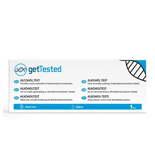 GetTested International AB Alkohol-Schnelltest Alkohol (ALC) Test Saliva, 1 Messparameter, Testkit, Alkohol Schnelltest, 1-tlg., Alkohol Schnelltest für zu Hause, Heimtest, Selbsttest