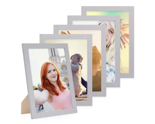 PHOTOLINI Bilderrahmen 5er Set breite Rahmen, extra Zubehör, (5er Set), im modernen Stil für Ihre stilvolle Wanddekoration