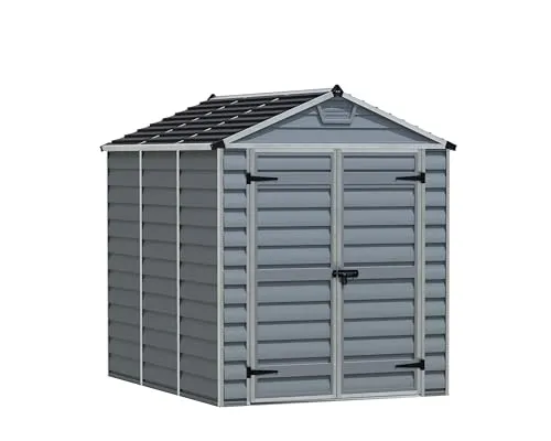 Palram - Canopia Kunststoff Gerätehaus Skylight 68 | Grau | 229x185x217 cm - Gartenhäuser: Robustes Gerätehaus mit SkyLightTM Dachpaneelen, die Licht durchlassen und gleichzeitig blickdicht sind – ideal für sicheren, ganzjährigen Stauraum im Garten.