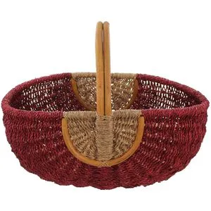 Einkaufskorb Rot/Natur - Tragekorb für Picknick und mehr - Kreativer Einkaufskorb in Rot/Natur, ideal für Picknicks und Einkäufe, mit praktischen Maßen von 49 x 34 x 24 cm.