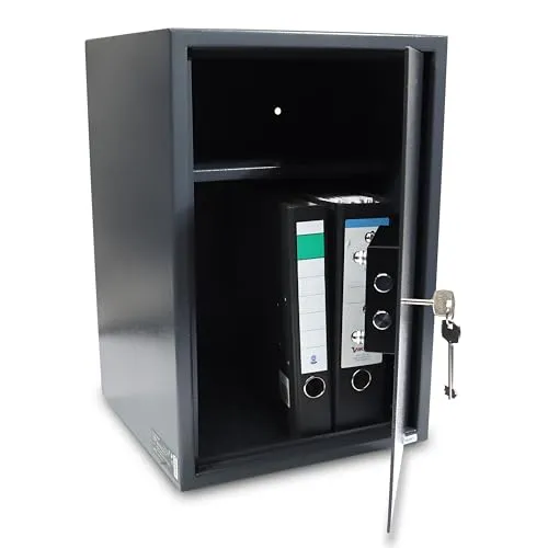 Sicherheitstresor BITUXX 35x36x52cm - Dunkelgrau - Robuster Möbeltresor aus Metall mit verstellbaren Regalböden, ideal zum sicheren Aufbewahren von Geld und Wertsachen. Perfekt für Zuhause oder im Büro.