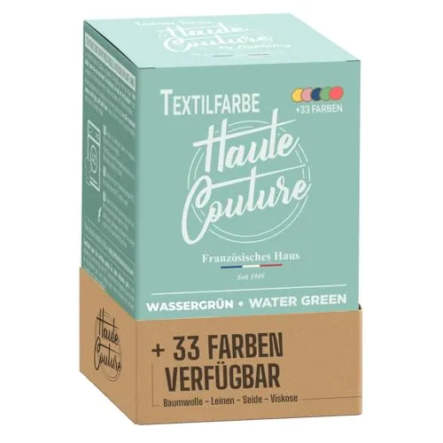 Textilfarbe Grün – Haute Couture – 33 Farben – All-in-One – 350 g – für Kleidung und Stoffe – Wassergrün