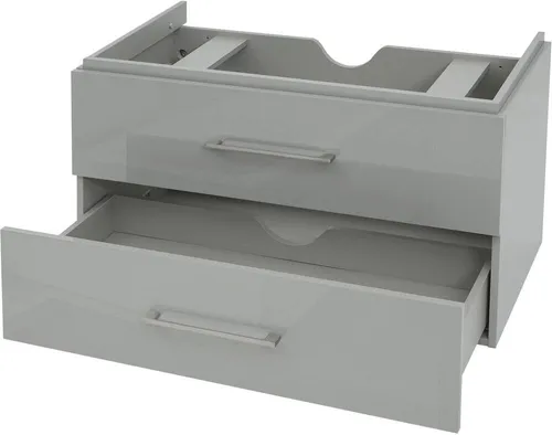 Premium Waschbeckenunterschrank HWC-D16, hochglanz grau 90cm - Waschbeckenunterschrank mit Soft-Close-System, optimaler Stauraum und moderner Hochglanz-Optik für Ihr Badezimmer.