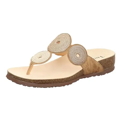 Think! Damen Julia Nachhaltige Zehentrenner in 4000 Nude Kombi - Sandalen für schmalere Füße aus chromfrei gegerbtem Leder, mit flexibler EVA-Laufsohle und rutschhemmenden Eigenschaften – Made in Europe.