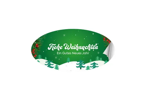 PrintGoing Aufkleber Frohe Weihnachten Aufkleber, selbstklebend und bunt, 60 Stück, Bunte Weihnachtsmotive, 10 verschiedene Muster, 60 Stück