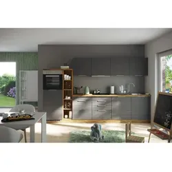 Held Möbel Küchenzeile 330 cm in Matt Grau-Wotaneiche