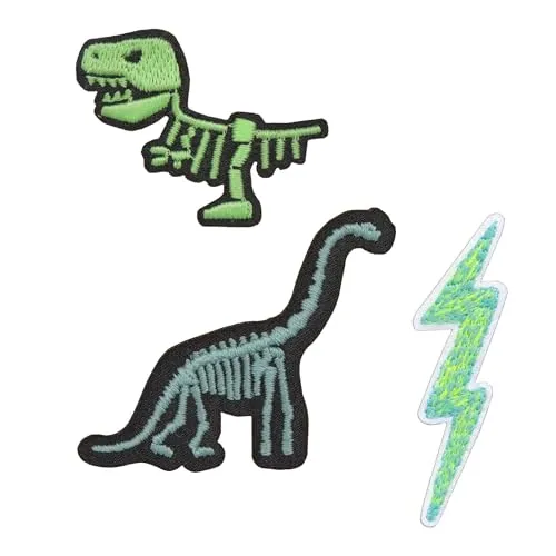 LÄSSIG Textilsticker selbstklebend - 3er-Set Dino, flexibel und mehrfach repositionierbar für individuelle Styles