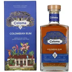 Ron Coloma 8 Years Old Rum 0,7l in Geschenkbox - Exquisiter kolumbianischer Rum mit 8 Jahren Reifung, sanften Aromen von Vanille und Karamell, ideal für Genießer und als Geschenk.
