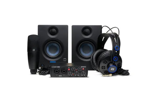 Presonus AudioBox USB 96 Complete BDL - Audio-Interface Set mit hochwertigem Recording-Equipment; inkl. AudioBox USB 96, Eris 3.5 Studiomonitore, HD7 Kopfhörer und M7 Mikrofon für professionelle Aufnahmen.