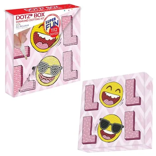 DIAMOND DOTZ DBX.024 - Original 5D Diamond Painting Set Dotz Box LOL Smiley, Kreativset mit 1.112 Diamant Mosaiksteinen, Malset ca. 15 x 15 cm, DIY Komplettset für Kinder ab 8 Jahren