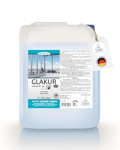 Lorito Glakur Glasreiniger 10 Liter – Streifenfreier Glanz für Fenster & mehr - Der Lorito Glakur Glasreiniger sorgt für streifenfreien Glanz auf Glas- und Kunststoffoberflächen. Ideal für Fenster, Spiegel und Autoscheiben. Schnelle Trocknung und hohe Reinigungsleistung für beste Ergebnisse.
